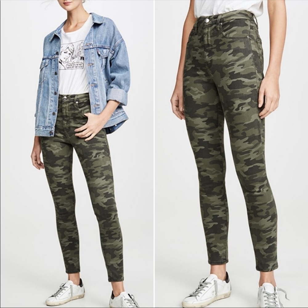 Good American Good Waist Camo High Rise Ankle Length Skinny Jeans
